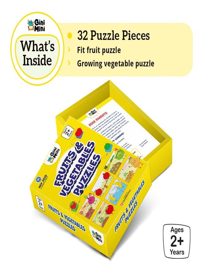 GiniMini Fruits & Vegetables Puzzle for Kids 2 3 4 5 Years | Educational 2 Piece Puzzle for Memory & Motor Skills | Return & Birthday Gifts for Boys & Girls - Image 3